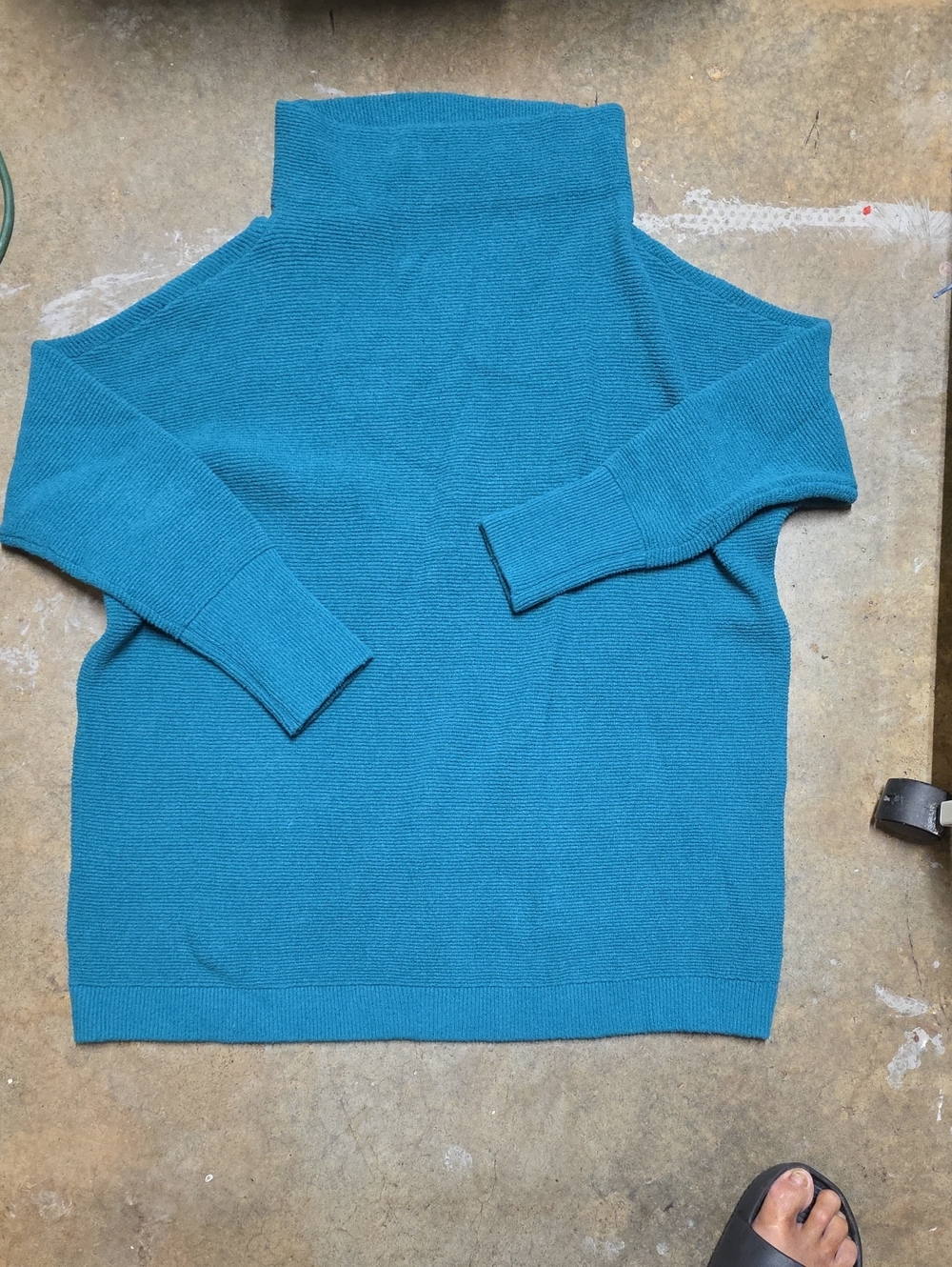 Free People Women's Teal Cowl/turtle Neck Sweater Size S